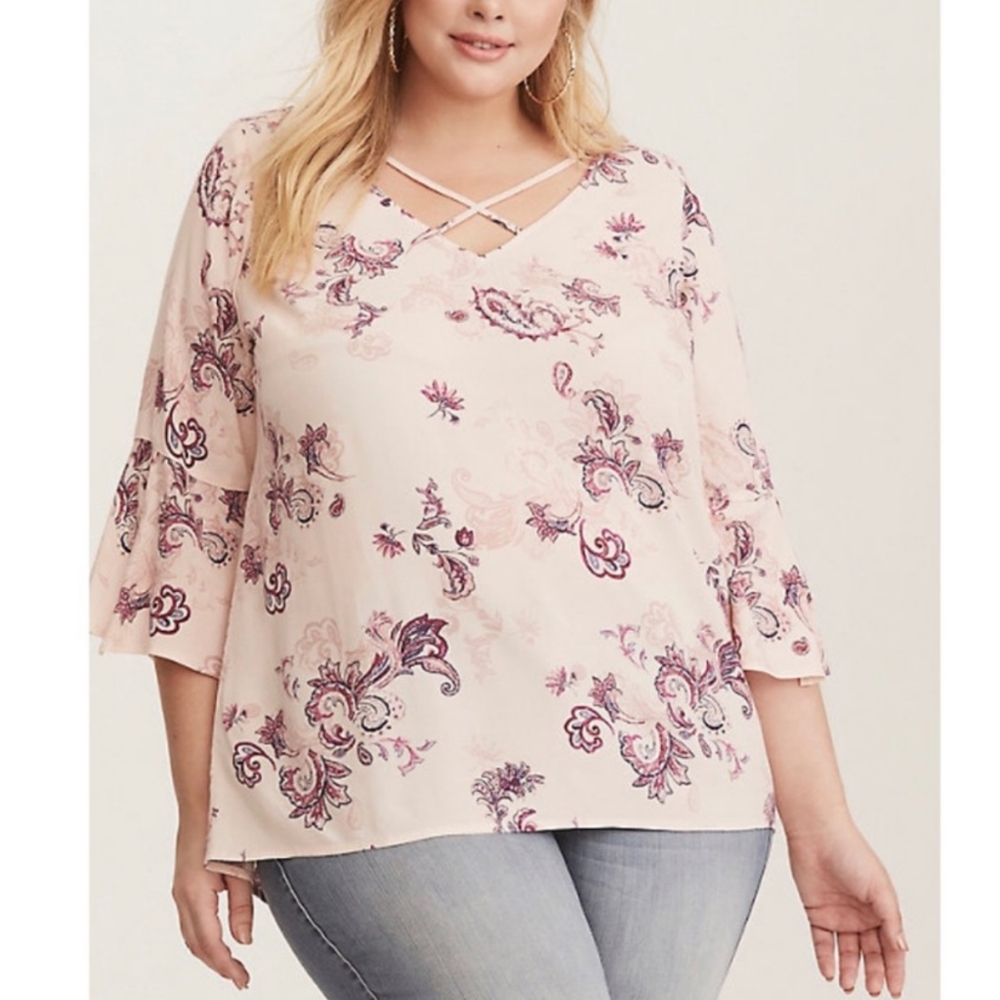 Torrid Bell Sleeve Crepe Blouse